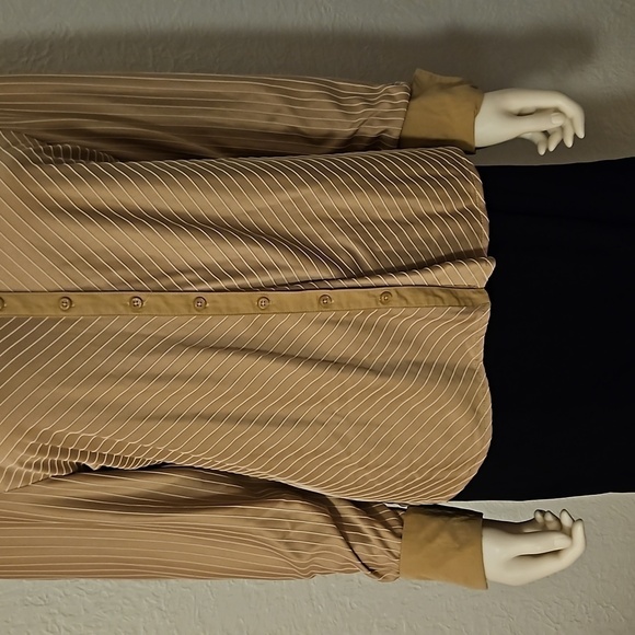 VTG MERONA Tan Vee Striped Button Down Shirt XL - Picture 5 of 8